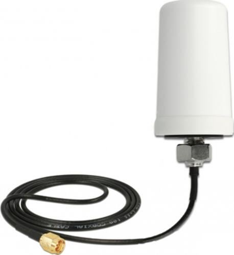 DeLOCK WLAN 802.11 ac/a/h/b/g/n Antenne SMA Stecker 1,4 - 3,0 dBi omnidirektional mit Anschlusskabel ULA100 1 m weiß outdoor