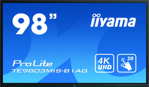 iiyama ProLite TE9803MIS-B1AG Computerbildschirm 2,48 m (97.5) 3840 x 2160 Pixel 4K Ultra HD LED Touchscreen Multi-Nutzer Schwarz