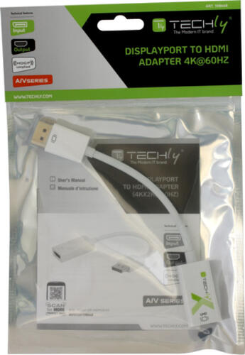 Techly IADAP-DP-HDMI2F60 Videokabel-Adapter 0,015 m DisplayPort HDMI Weiß