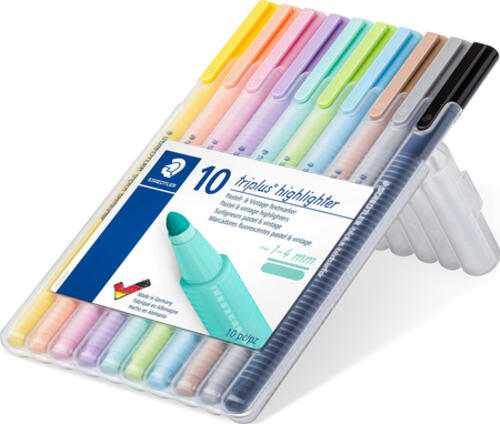 Staedtler 362 C Marker 10 Stück(e) Rundspitze Schwarz, Braun, Hellblau, Hellgrau, Limette, Minze, Pfirsich, Pink, Violett, Gelb