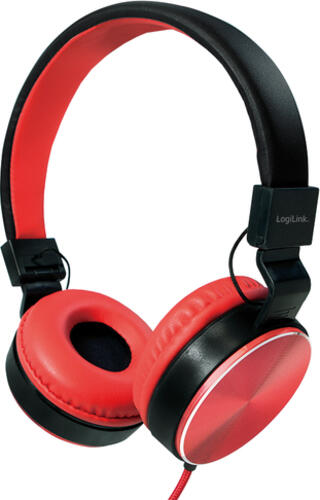 LogiLink HS0049RD Kopfhörer & Headset Kabelgebunden Kopfband Musik Schwarz, Rot