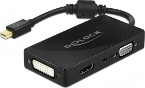 DeLOCK Mini DisplayPort 1.2 Adapter zu VGA / HDMI / DVI / Audio Buchse 4K Passiv schwarz