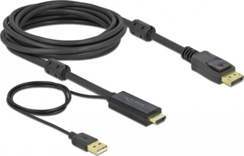 DeLOCK 85966 Videokabel-Adapter 5 m HDMI Typ A (Standard) DisplayPort + USB Type-A Schwarz