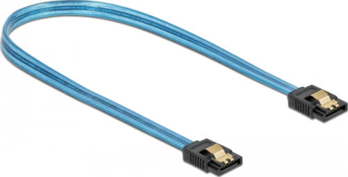 DeLOCK SATA 6 Gb/s Kabel UV Leuchteffekt blau 70 cm