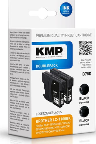 KMP B78D Druckerpatrone 2 Stück(e) Kompatibel Schwarz