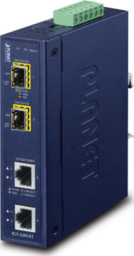 PLANET IP30 Industrial 2-port Netzwerk Medienkonverter Blau