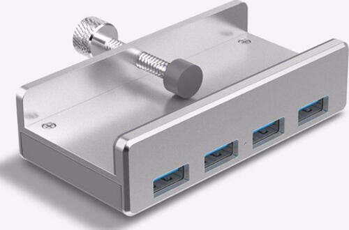 ALLNET ALL-USB3-HUB-4-CLIP Schnittstellen-Hub USB 3.2 Gen 1 (3.1 Gen 1) Type-A 5000 Mbit/s Silber