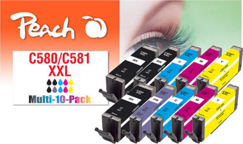 Peach PI100-437 Druckerpatrone 10 Stück(e) Kompatibel Extrahohe (Super-) Ausbeute Schwarz, Cyan, Magenta, Foto blau, Gelb