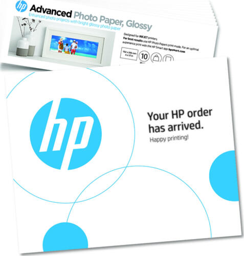 HP Advanced Fotopapier, glänzend, 29,48 kg, 101 x 305 mm (4 x 12 Zoll), 10 Blatt