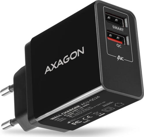 Axagon ACU-QS24 Ladegerät für Mobilgeräte Smartphone Schwarz AC Schnellladung Drinnen