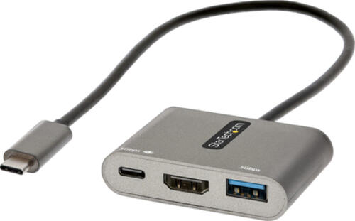 StarTech.com USB-C Multiport Adapter, USB-C auf HDMI 4K Anschluss, 100W PD, USB 3.0 Hub 5Gbit/s (1xTyp-C/ 1xA), USB-C zu HDMI Dock/Reiseadapter mit Stromversorgung, Laptop Dockingstation