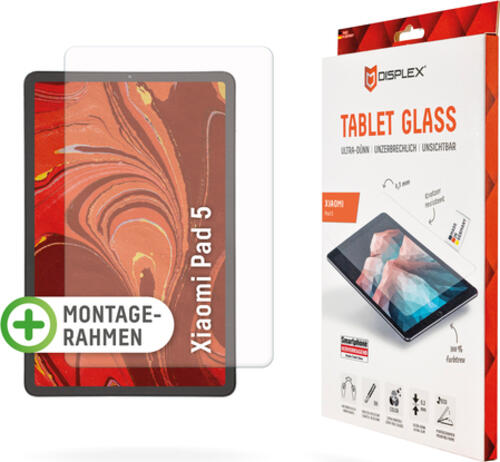 Displex Tablet Glass (9H) für Xiaomi Pad5, Eco-Montagerahmen L-Form, unzerbrechlich, ultra-dünn, unsichtbar